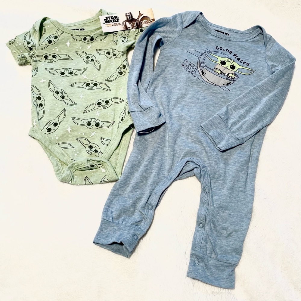 🆕Baby 2PC STAR WARS MANDALORIAN GROGU/THE CHILD-GOING PLACES Set